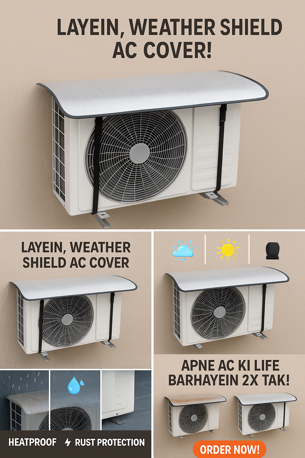 Outdoor Window AC Unit Cover Waterproof & UV Protection