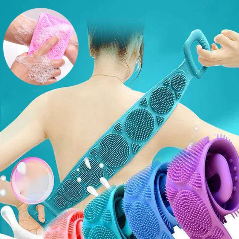 Bath Brush Exfoliating Shower Body Scrubber Silicone Massage Strap Cleaning Belt Bathroom Accessories