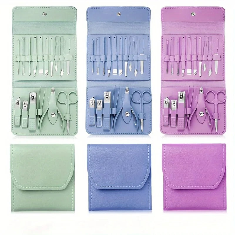 16pcs Manicure Pedicure Grooming Kit, Stainless Steel set