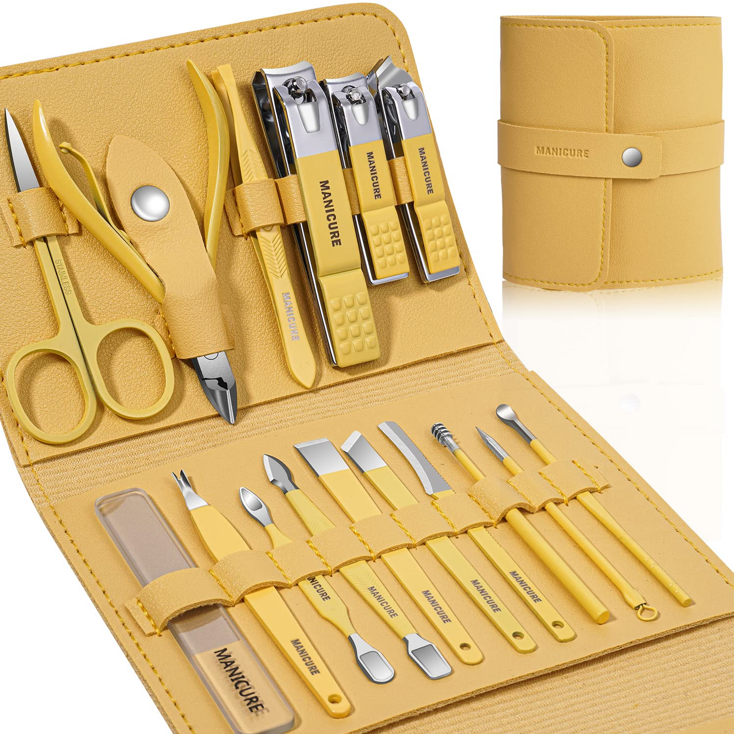 16pcs Manicure Pedicure Grooming Kit, Stainless Steel set