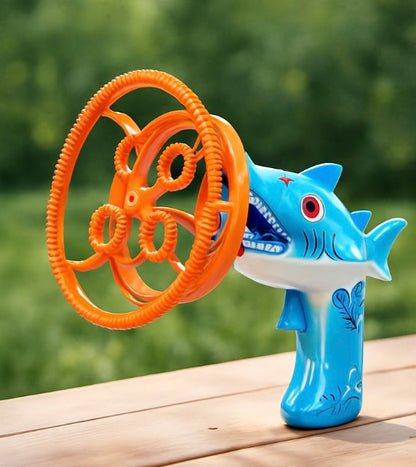 Battery Operated Kids Shark Colorful Bubble Gun